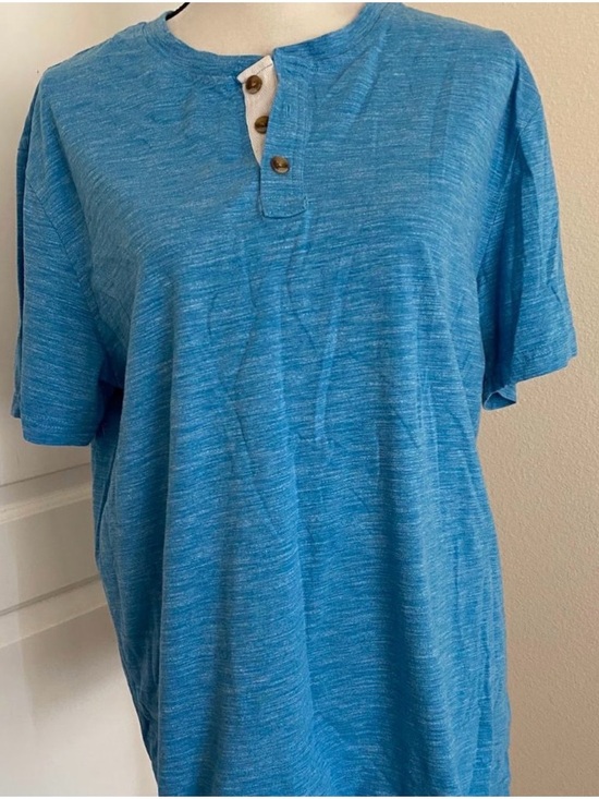 Lee Other - Lee Blue Short-Sleeve Henley with Contrast Placket